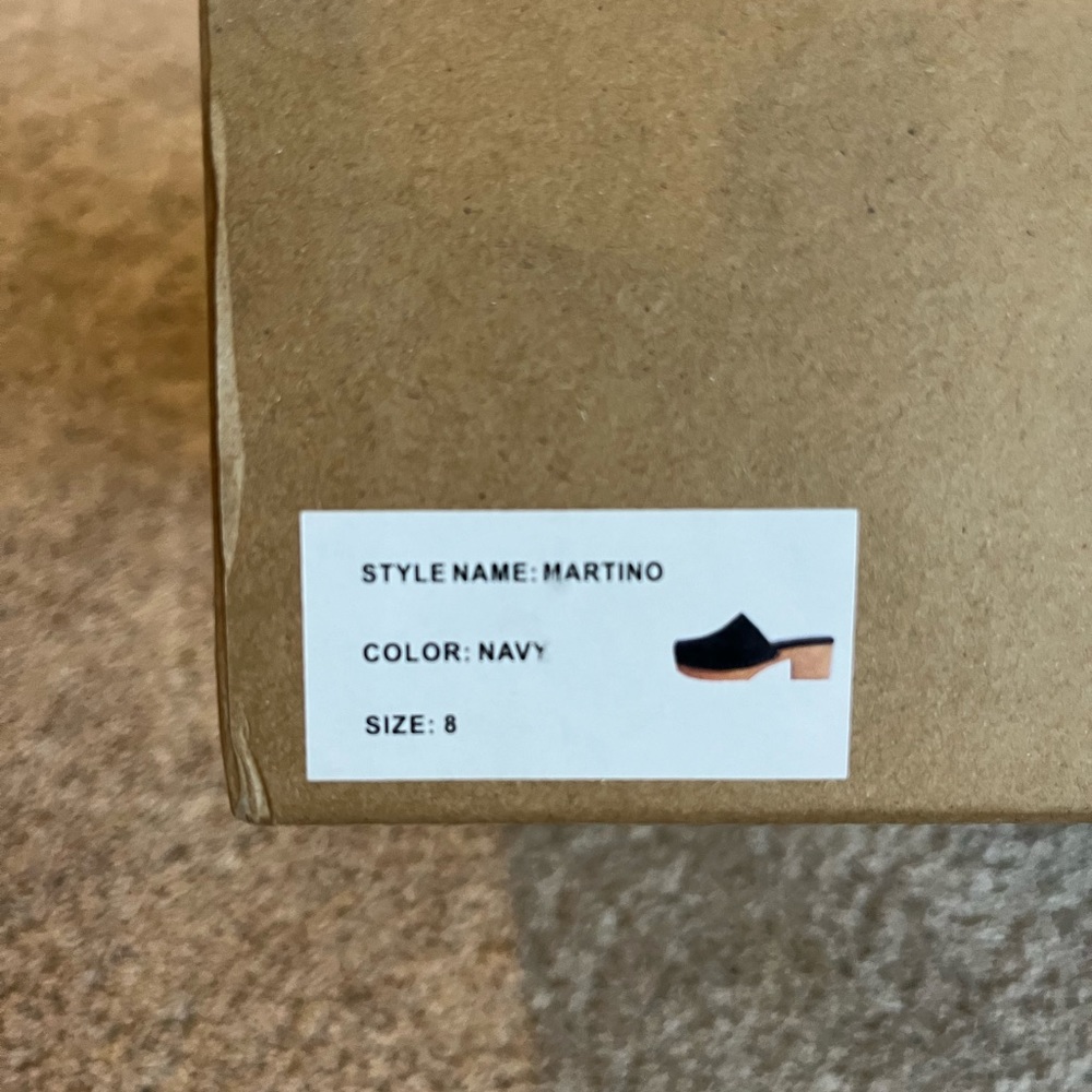 NIB Charlotte Stone navy suede clogs, size 8